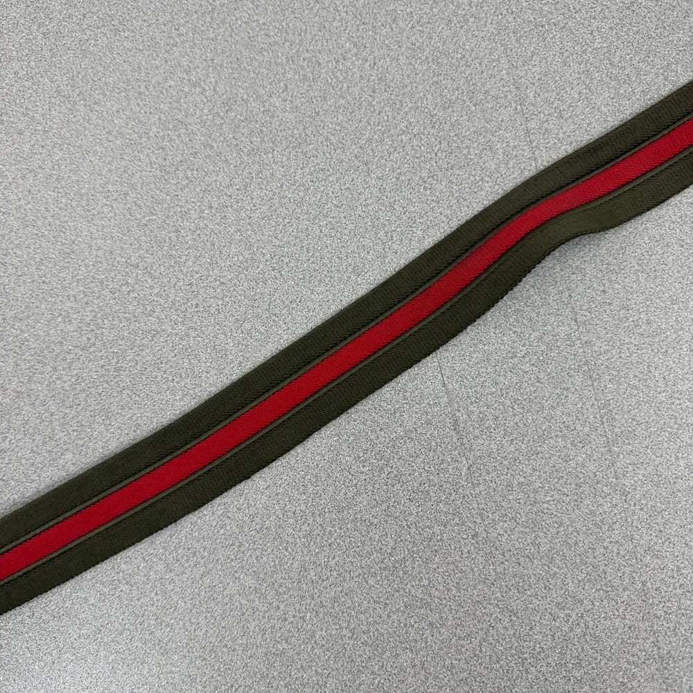 Banana Republic Belt Mens 34 Green Red Striped Webbing Leather Trim Casual